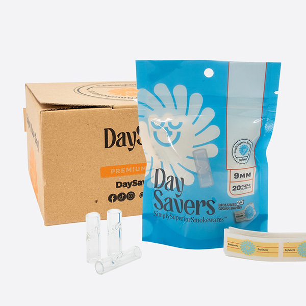 Full Case - DaySavers 9mm Glass Filter Tips with Cigar Bands - [10 Packs per Case - 20 Tips per Pack]