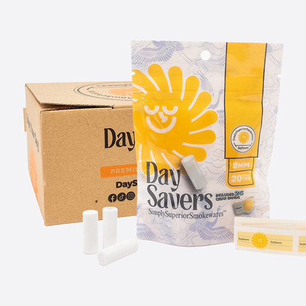 Full Case - DaySavers 9mm Ceramic Filter Tips with Cigar Bands - [10 Packs per Case - 20 Tips per Pack]