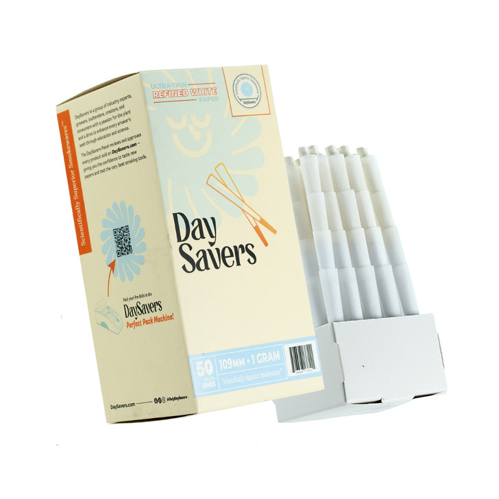 DaySavers 1 Gram King Size White Pre Rolled Cones [50 Cone Box]