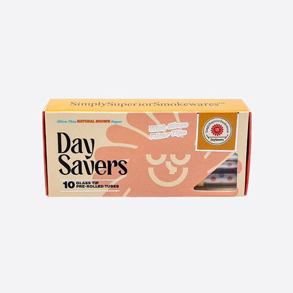 DaySavers Display Box - 84mm/30mm Natural Brown Artisan Tubes with Glass Tip - Premium Glass Filter Tip