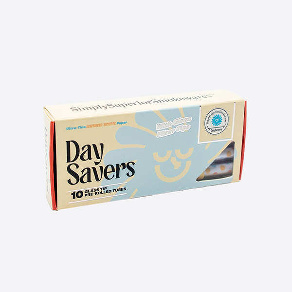 DaySavers Display Box - 84mm/30mm Refined White Artisan Tubes with Glass Tip - Perfect Pack Compatible