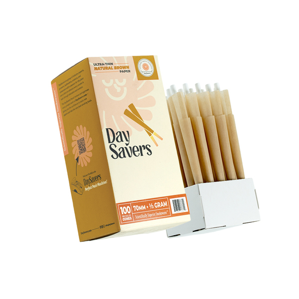 DaySavers Mini InchDogwalkerInch Natural Brown Pre Rolled Cones [100 Cone Box] - .5g