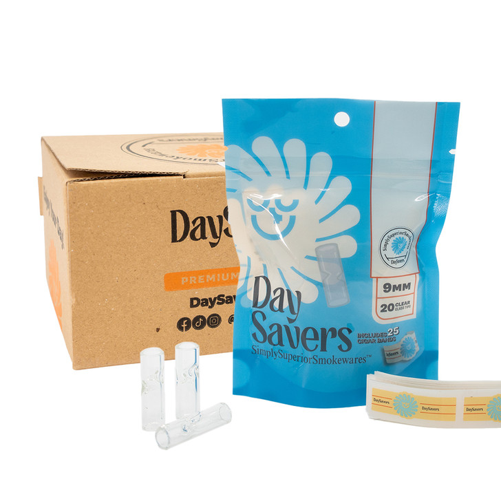 Full Case - DaySavers 9mm Glass Filter Tips with Cigar Bands - [10 Packs per Case - 20 Tips per Pack]