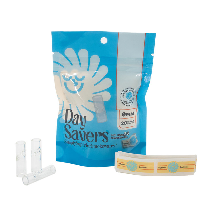 DaySavers 9mm Glass Filter Tips with Cigar Bands - [Pack of 20]