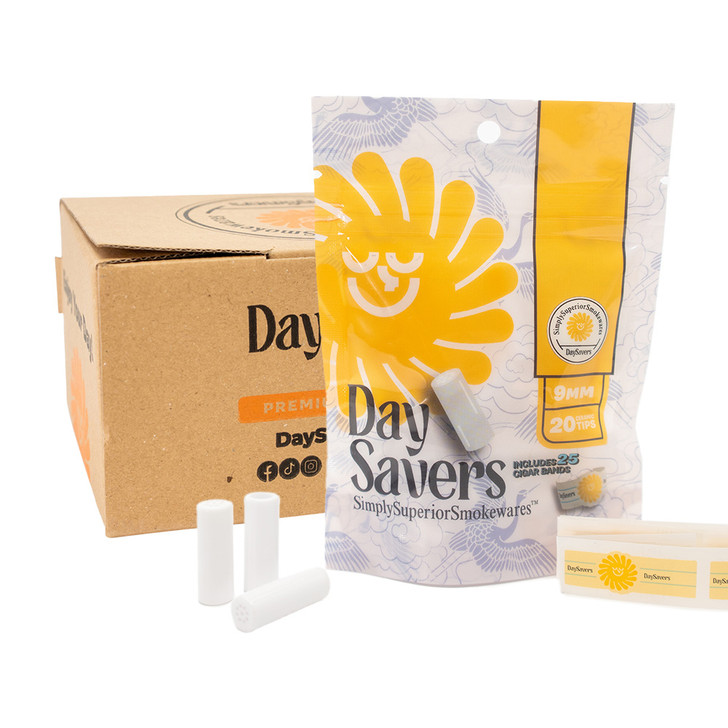 Full Case - DaySavers 9mm Ceramic Filter Tips with Cigar Bands - [10 Packs per Case - 20 Tips per Pack]