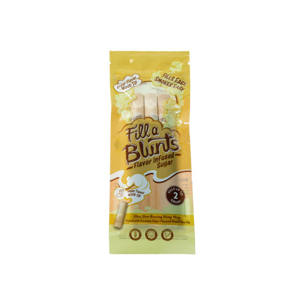 Fill-a Blunts 2 Gram Fatty Pre Rolled Hemp Wrap Blunt Tubes with Sugar Flavor Wood Filter Tips - All-Natural Hemp Wraps
