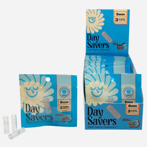 Display Box - DaySavers Glass Filter Tips [3 Tips per Pack, 20 Packs per Box]