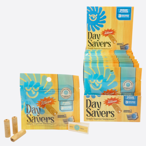 Display Box - DaySavers Sugar Flavor Wood Filter Tips [3 Tips per Pack, 20 Packs per Box]