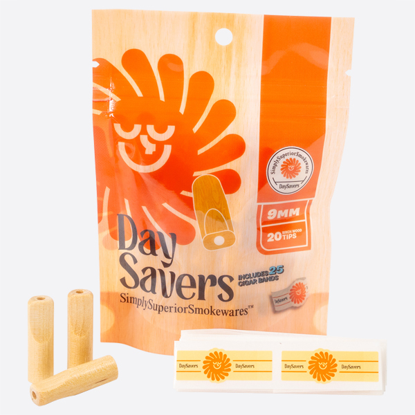 DaySavers 9mm Wood Filter Tips with Cigar Bands - Premium Filter Tip - Glass, Wood and Ceramic Options Available