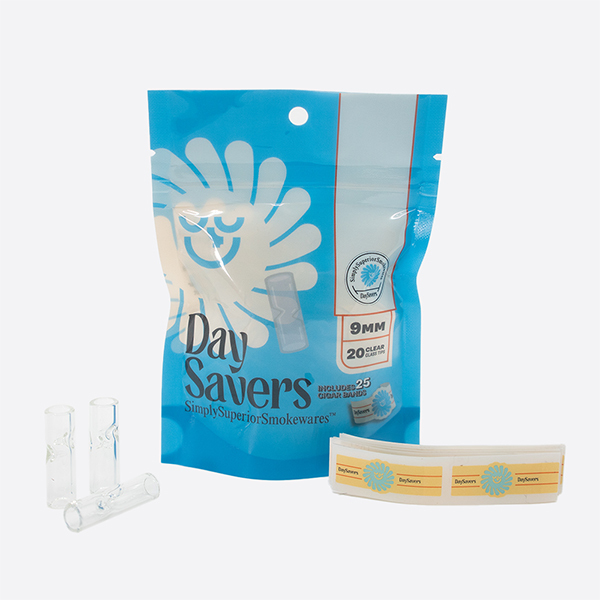 DaySavers 9mm Glass Filter Tips with Cigar Bands - [Pack of 20]