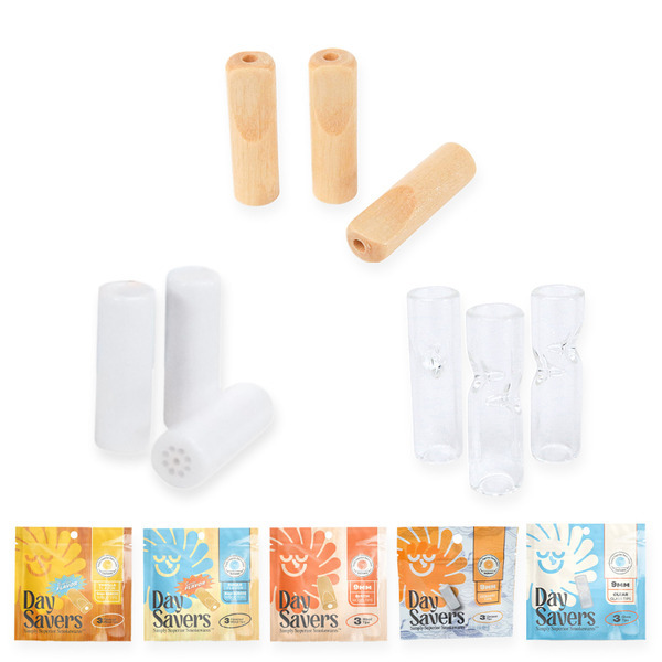 DaySavers 9mm Premium Tips Bundle - Glass, Wood and Ceramic [5 Types - 3 Tips per Pack - 15 Tips Total]