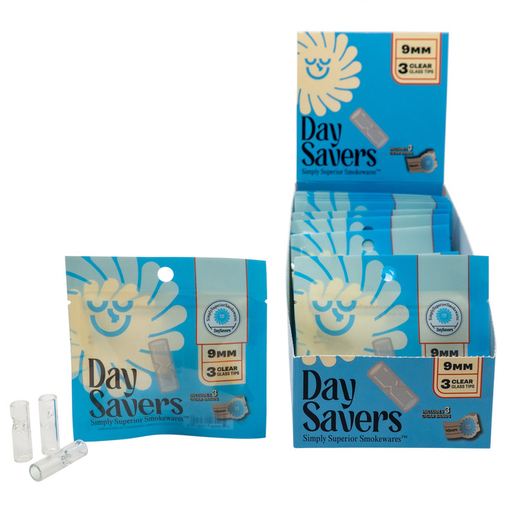 Display Box - DaySavers Glass Filter Tips [3 Tips per Pack, 20 Packs per Box]