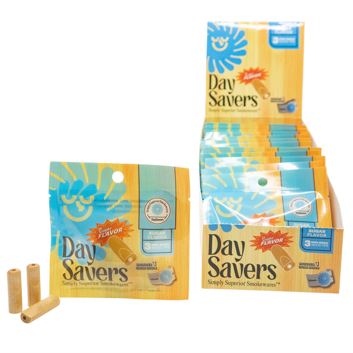 Display Box - DaySavers Sugar Flavor Wood Filter Tips [3 Tips per Pack, 20 Packs per Box]