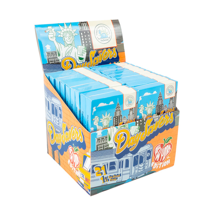 Display Box - DaySavers 1 1/4 Half-Gram New York Pre-Rolled Cones - Refined White [20 Packs, 21 Cones per Pack]