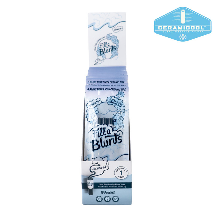 Display Box - Fill-a Blunts 109mm/9mm Pre-Rolled Blunt Tubes - Ceramic Filter Tips [15 Packs per Case, 4 Tubes per Pack]