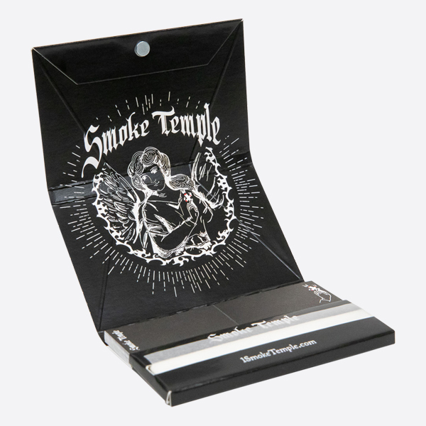 Smoke Temple 1 1/4 White Rolling Papers with Filter Tips and Rolling Tray - Filter Tips and Magnetic Closure