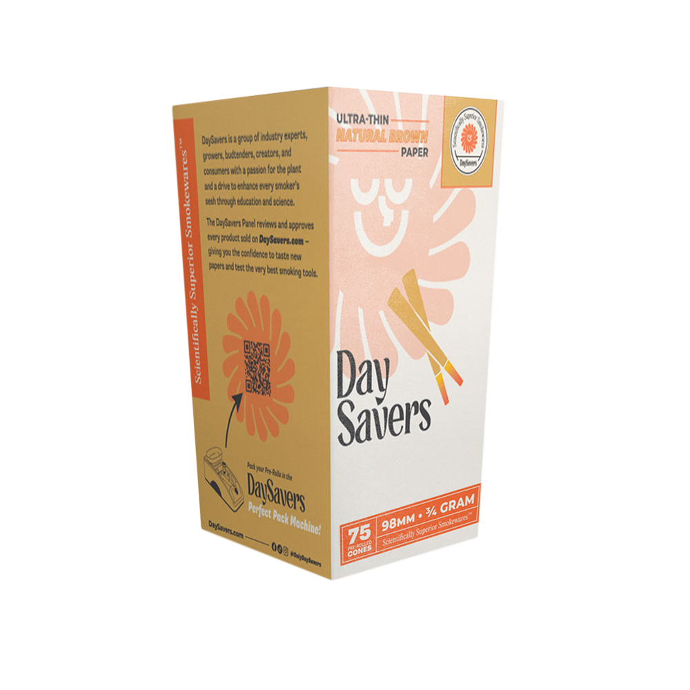 DaySavers Special 98s 3/4 Gram Natural Brown Pre Rolled Cones [75 Cone Box] - .75g
