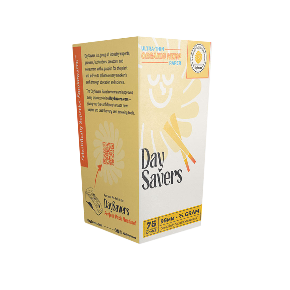 DaySavers Special 98s 3/4 Gram Organic Hemp Pre Rolled Cones [75 Cone Box] - .75g