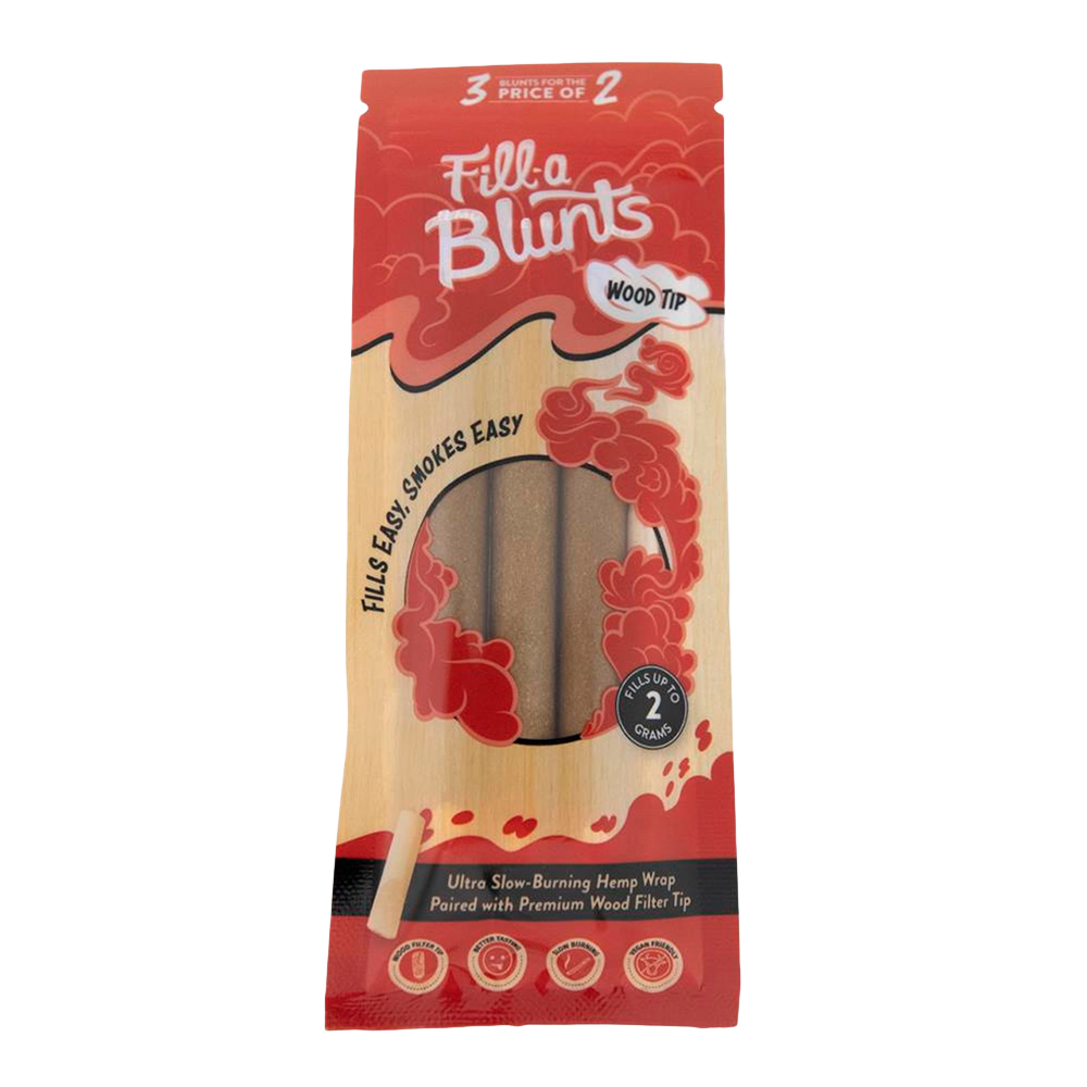Fill-a Blunts 2 Gram Fatty Pre Rolled Blunt Tubes with Wood Filter Tips - Display Box [15 Packs per Box - 3 Tubes per Pack]