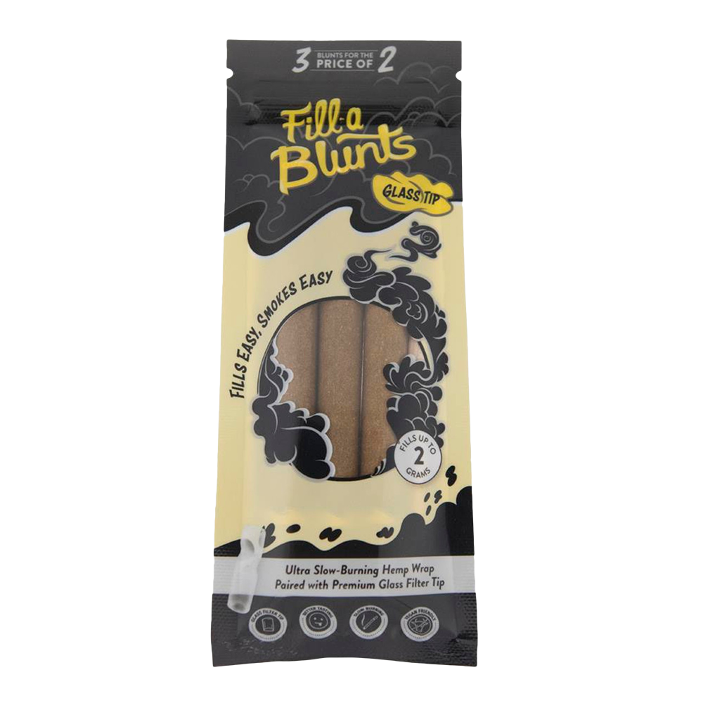 Fill-a Blunts 2 Gram Fatty Pre Rolled Blunt Tubes with Glass Filter Tips - Display Box [15 Packs per Box - 3 Tubes per Pack]