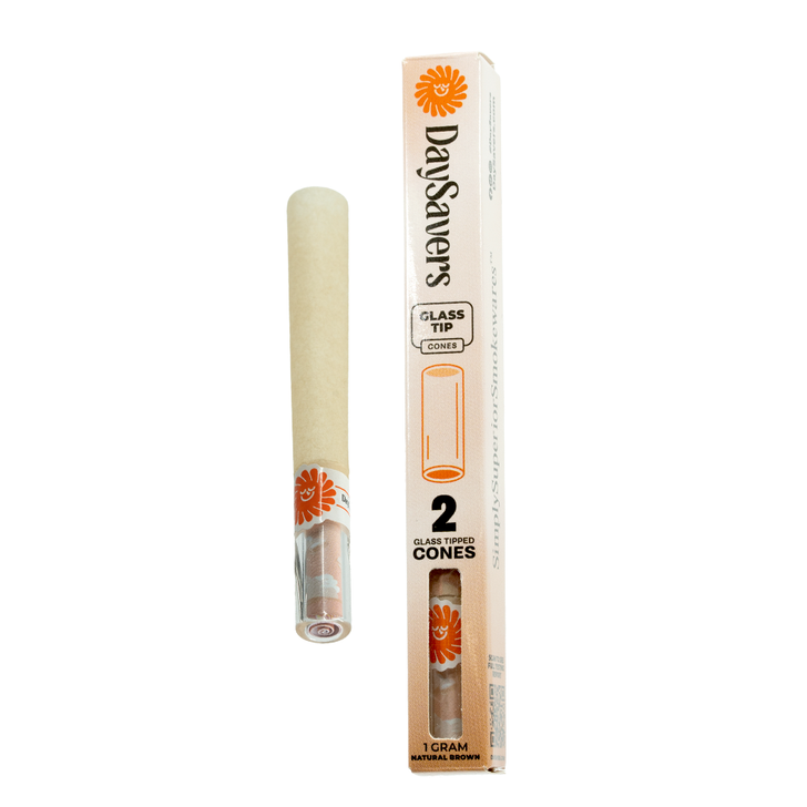 DaySavers 1 Gram Glass Tip Cones - Natural Brown [2 Pack]